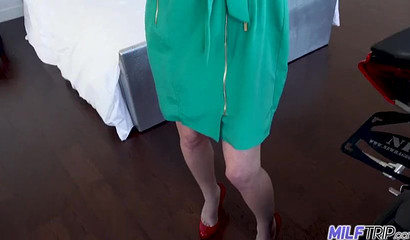 Busty MILF offers to give naked service to an angry guest