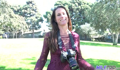 Brunette MILF Sofie Marie bending over to get railed