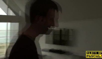 Mature BBW in latex lingerie dominated by a young hunk