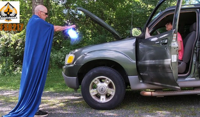 Hot granny sucks off a super hero that saved her