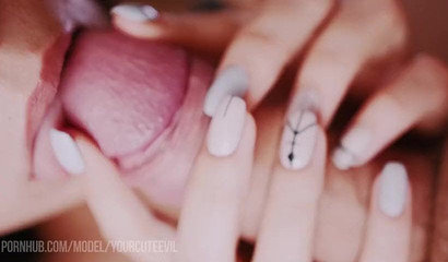 YourCuteEvil sensually sucks on his penis in closeup HD