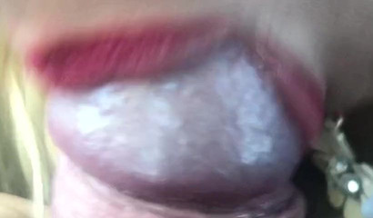 Super closeup sloppy blowjob