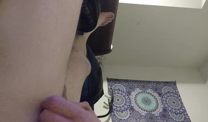 Skinny blonde licking and sucking a veiny shaft