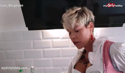 German MILF Lara Bergmann pounded in a kitchen POV