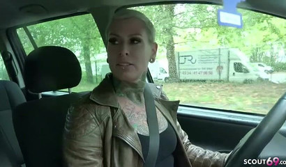 Inked MILF German Scout cumming during butt sex