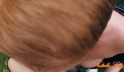 Busty German MILF Natalie Love in a POV style blowjob