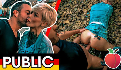 Blue-eyed granny pounded hardcore in public