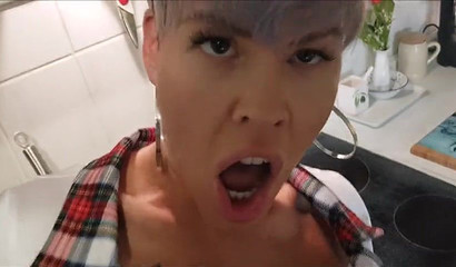 Halloween party ended up with sex in the kitchen