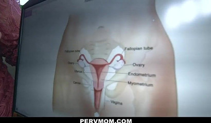 Horny stepmom Olive Glass helps her stepson to cum