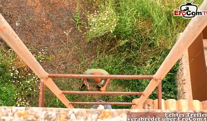 German milf with blonde hair gets railed outside