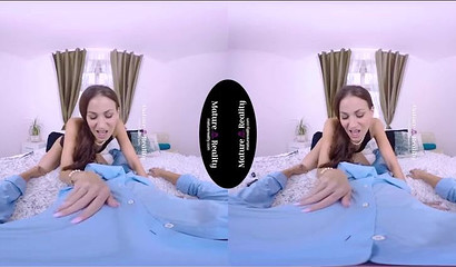 Horny wife sucks and rides cock in VR