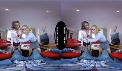 Soccer mom gets into a threesome VR