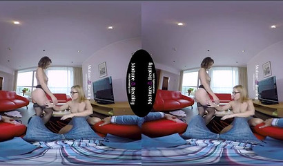 Soccer mom gets into a threesome VR