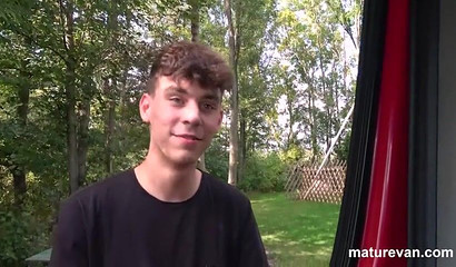 Busty milf fucks a twink the van