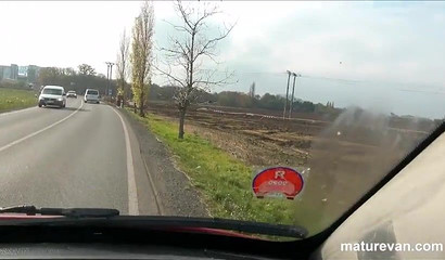 Three moms pick up young cock and fuck him in the van