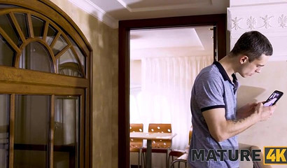 He catches his stepmom masturbating so he fucks her