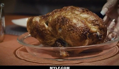 Cougar stepmom seduces her young stepson for Thanksgiving