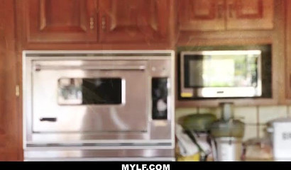 French mom in pink lingerie sucks off her stepson