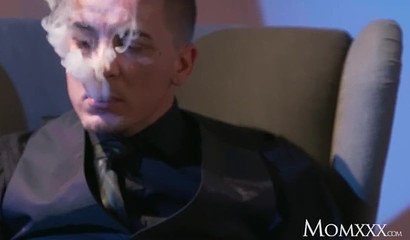 Momma in sexy lingerie pleases a stud with her holes