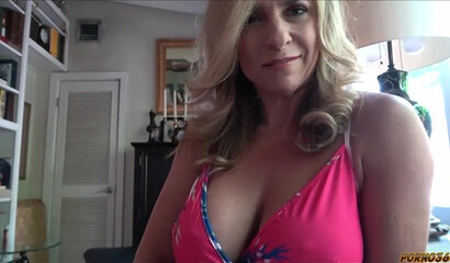 Stepmom catches her stepson jerking off and offers a better option.